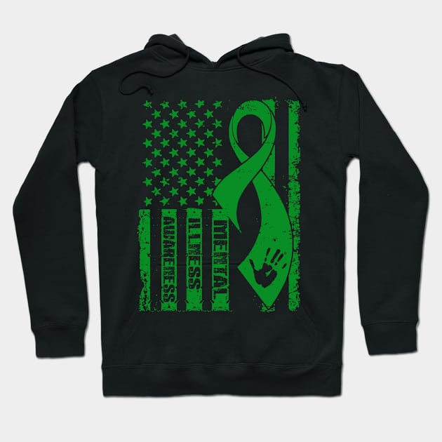 Mental Illness Awareness Flag Ribbon Hoodie by KHANH HUYEN